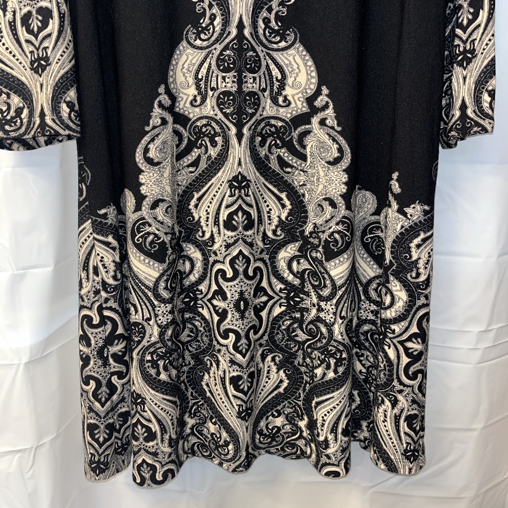 Ronnie Nicole Women's Dress Long Sleeve Sz 12 Black & Taupe Paisley Lined NWT - Picture 4 of 12